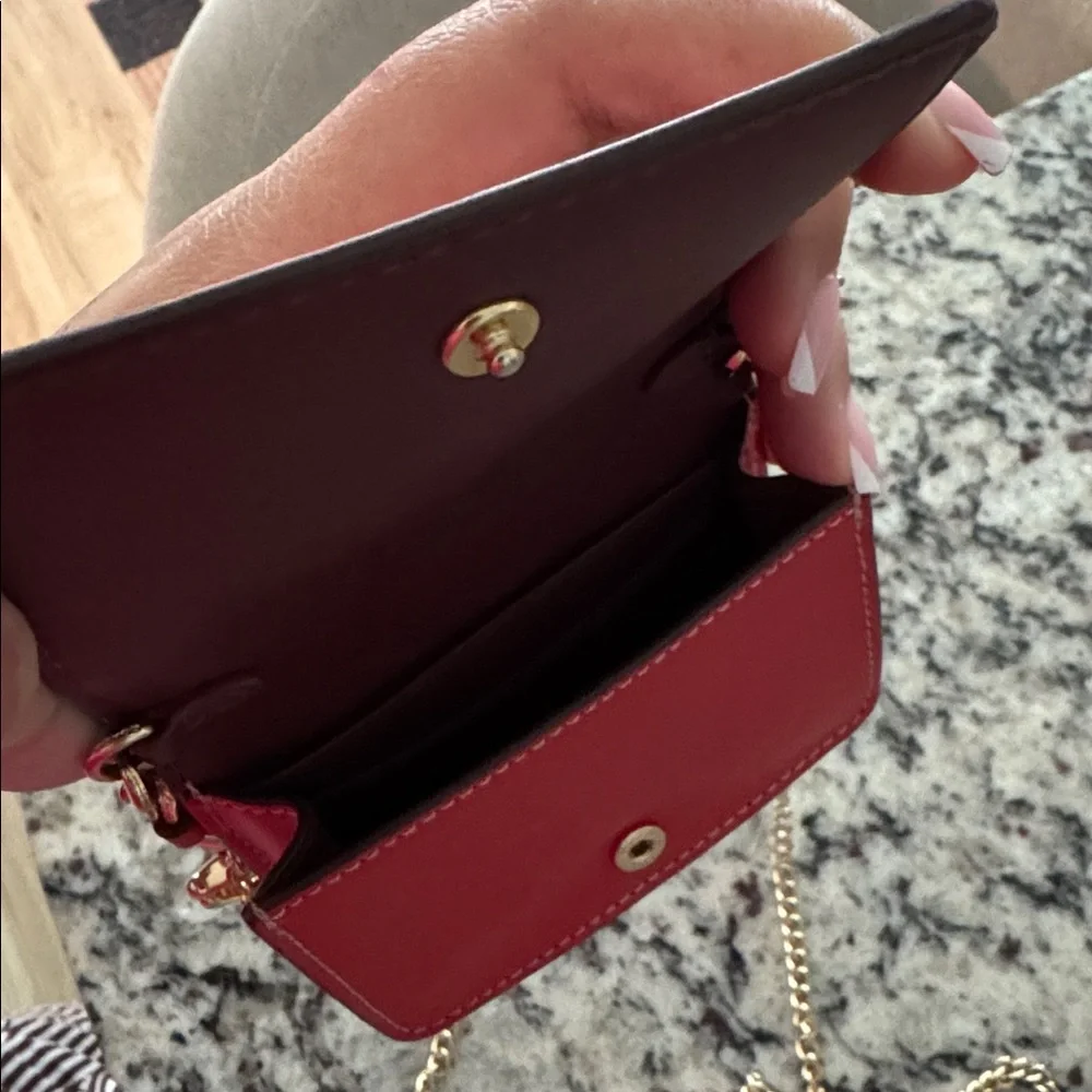 Coach Pink Cherry Print Leather wallet on a chain - Picture 5 of 5